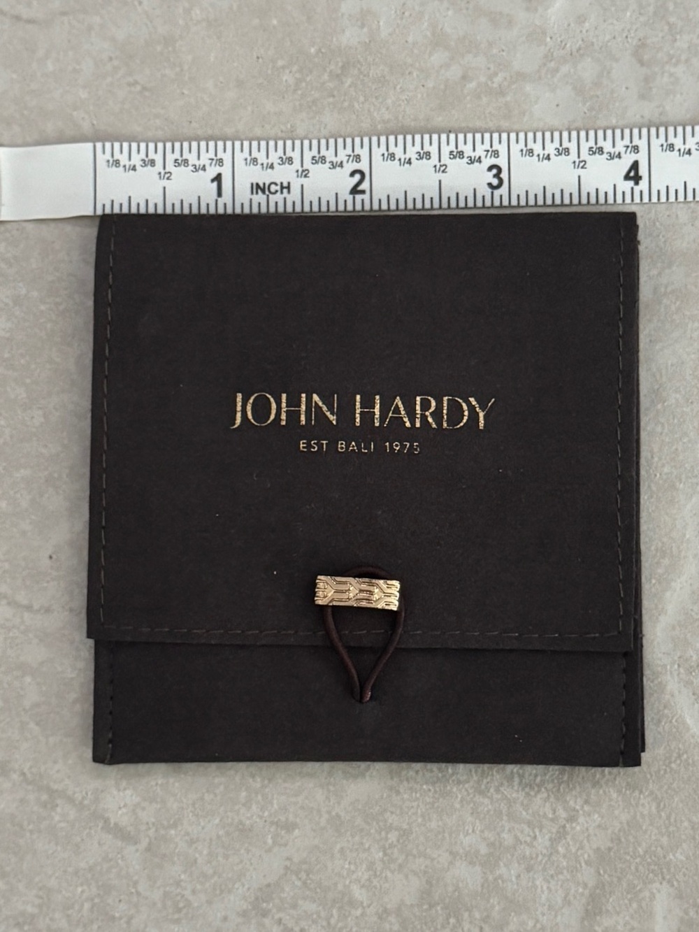 John Hardy Black Leather Jewelry Pouch with Gold Detail (4 x 4) - Picture 4 of 5
